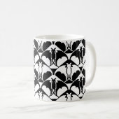 黒と白のコウモリのマグカップ コーヒーマグカップ (正面右)
