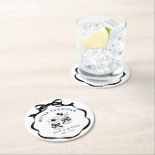 黒と白のコケット弓の方が良い ラウンドペーパーコースター (インサイチュ)