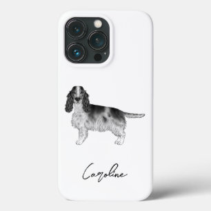 黒と白のコッカー・スパニエル + 名前入れカスタム iPhone 13 PROケース