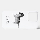 黒と白のコッカー・スパニエル + 名前入れカスタム Case-Mate iPhoneケース (裏面 (横))