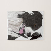 黒と白のコリー茶色の目 ジグソーパズル (横)