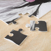 黒と白のコリー茶色の目 ジグソーパズル (側面)