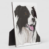 黒と白のコリー茶色の目 フォトプラーク (側面)