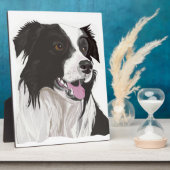 黒と白のコリー茶色の目 フォトプラーク (側面)