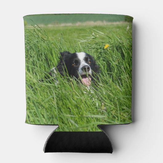 黒と白のコリー・イン・グラス 缶クーラー (裏面)