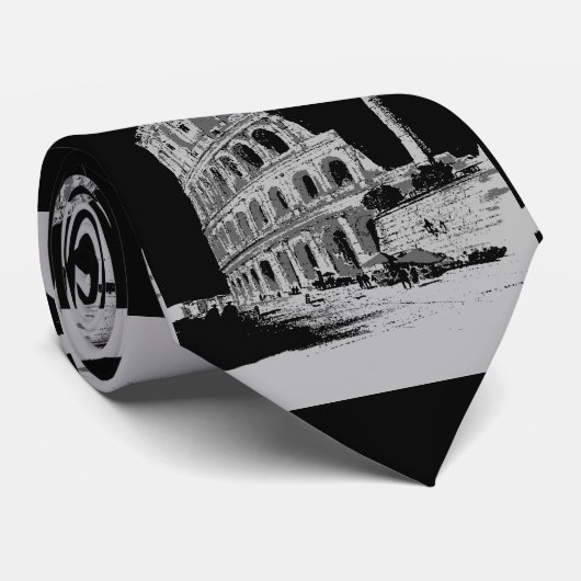 黒と白のコロッセウムネックタイ ネクタイ (ロール)