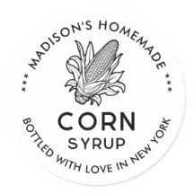 黒と白のコーブ缶詰ラベル付きコーンシロップ