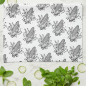 黒と白のコーンのコブのアイコンと離れの キッチンタオル (折り畳み)