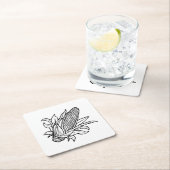 黒と白のコーンのコブのアイコンと離れの スクエアペーパーコースター (インサイチュ)