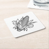 黒と白のコーンのコブのアイコンと離れの スクエアペーパーコースター (アングル)