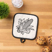 黒と白のコーンのコブのアイコンと離れの 鍋敷き (トップダウン)