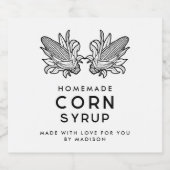 黒と白のコーンシロップに二つのコブがある リキュールボトルラベル (シングルラベル)