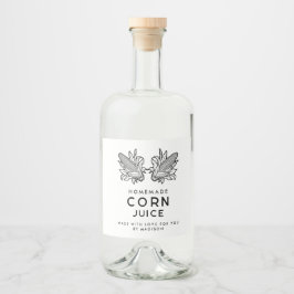 黒と白のコーンジュースと2本のとうもろこし リキュールボトルラベル