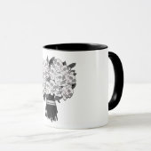 黒と白のゴシックなドクロのバラの花束 マグカップ (正面右)