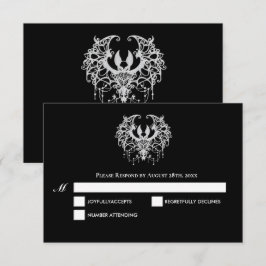 黒と白のゴシックハロウィンウェディングRSVPカード 出欠カード