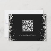 黒と白のゴシックハロウィン スケルトンの結婚式 出欠カード (裏面)