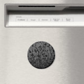 黒と白のゴシック風アンティーク フラワー マグネット (インサイチュ (食洗機))