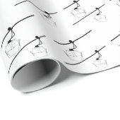 黒と白のゴンドラ（スキー付） ラッピングペーパー (ロールコーナー)