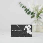 黒と白のサッカーコーチプレーヤー マスキュリン クール 名刺 (スタンド正面)