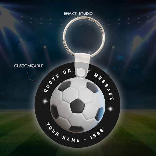 黒と白のサッカースポーツチーム丸型キーホルダー キーホルダー