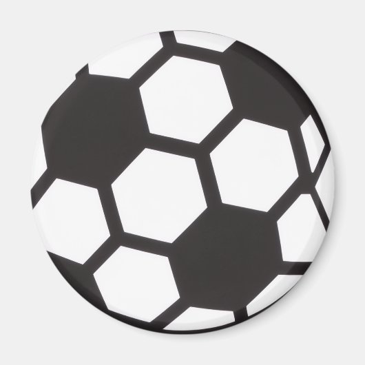 黒と白のサッカーフットボール マグネット (正面)