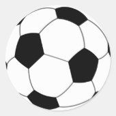 黒と白のサッカーボール丸ステッカー ラウンドシール (正面)
