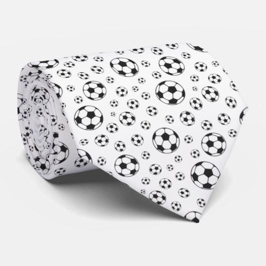 黒と白のサッカーボール柄 ネクタイ (ロール)