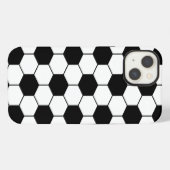 黒と白のサッカーボール柄 iPhoneケース (裏面横)