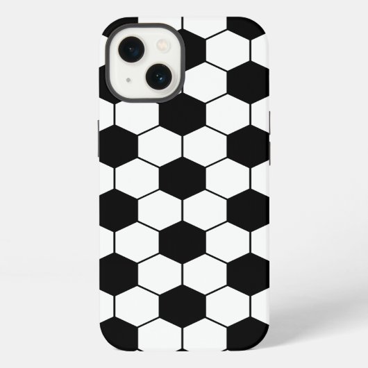 黒と白のサッカーボール柄 iPhoneケース (裏面)