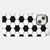 黒と白のサッカーボール柄 iPhoneケース (裏面横)