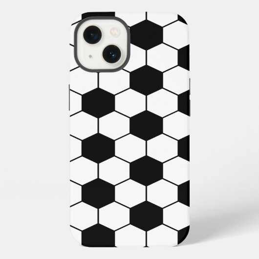 黒と白のサッカーボール柄 iPhoneケース (裏面)