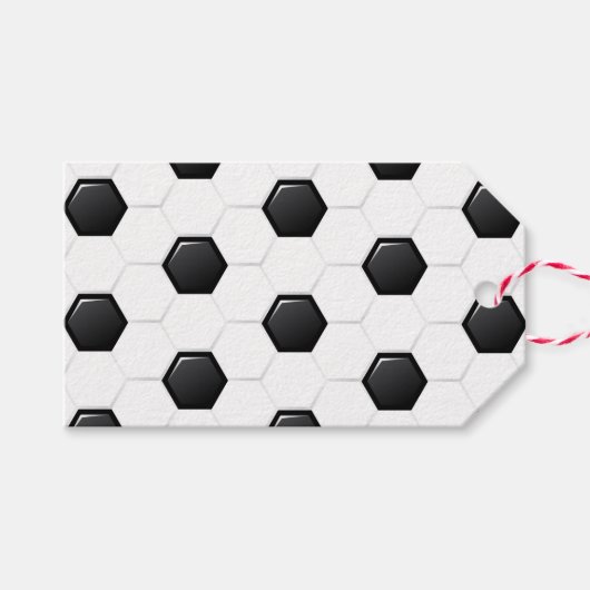 黒と白のサッカーボール スポーツチーム ギフトタグ (正面(横))