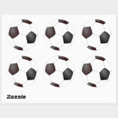 黒と白のサッカーボール ラウンドシール (シート)