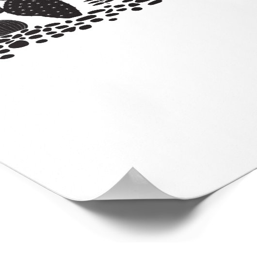 黒と白のサボテンと多肉植物のポスター ポスター (角)