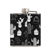 黒と白のサボテンのドードルパターン フラスク (裏面)