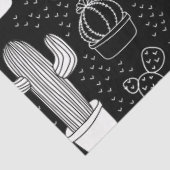 黒と白のサボテンのドードルパターン 薄葉紙 (詳細)