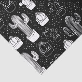 黒と白のサボテンのドードルパターン 薄葉紙 (詳細)