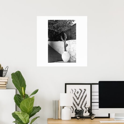 黒と白のサボテンのポスターアート夏の写真 ポスター (ホームオフィス)