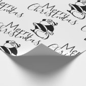 黒と白のサンタクロースクリスマス ラッピングペーパー (角)