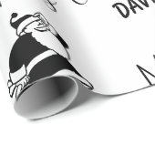 黒と白のサンタクロースクリスマス ラッピングペーパー (ロールコーナー)