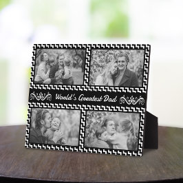 黒と白のシェブロン写真コラージュ父の日 フォトプラーク