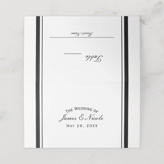 黒と白のシックなエレガントテーブル番号 プレイスカード (外部開封)