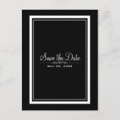 黒と白のシックエレガントウェディング日付を保存 案内ポストカード (正面)