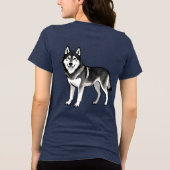 黒と白のシベリアン+ハスキー犬の漫画 トライブレンドTシャツ (裏面)