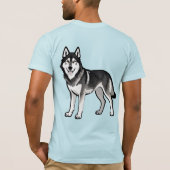 黒と白のシベリアン+ハスキー犬の漫画 Tシャツ (裏面)