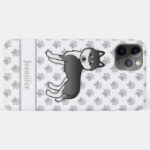 黒と白のシベリアン・ハスキー・キャラクター犬と名前 Case-Mate iPhoneケース (裏面(横))