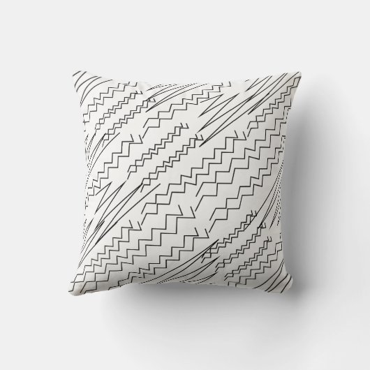 黒と白のシボロンのジグザグストライプ型 クッション (裏面)