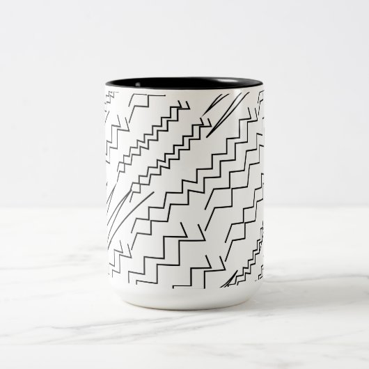 黒と白のシボロンのジグザグストライプ型 ツートーンマグカップ (中央)