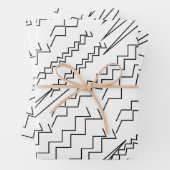 黒と白のシボロンのジグザグストライプ型 ラッピングペーパーシート (インサイチュ)