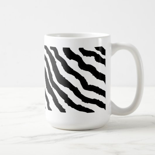 黒と白のシマウマ ストライプ コーヒーマグカップ (右)